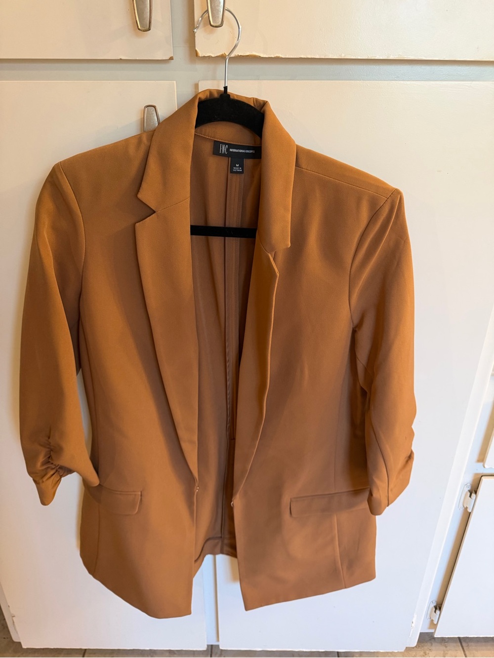 INC International Concepts Rust Tan Open-Front Blazer
